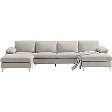 Eafurn U-Shaped Sectional w/Reversible Chaise Lounge and Ottoman, 128.3”5-Seater Convertible Co... | Amazon (US)