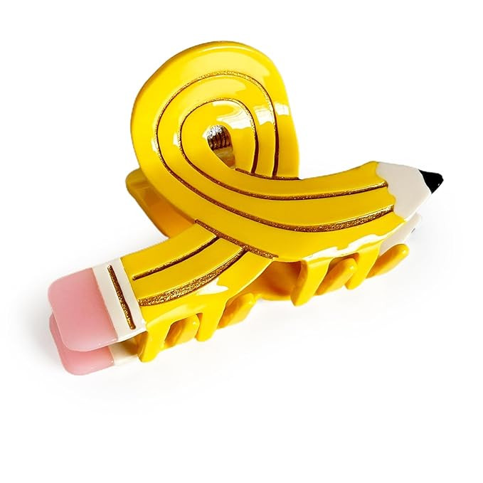 Hair Claw Clips Funny Pencil Hairpin – Acetate Hairstyle Barrettes for Thick, Thin, Curly, Stra... | Amazon (US)