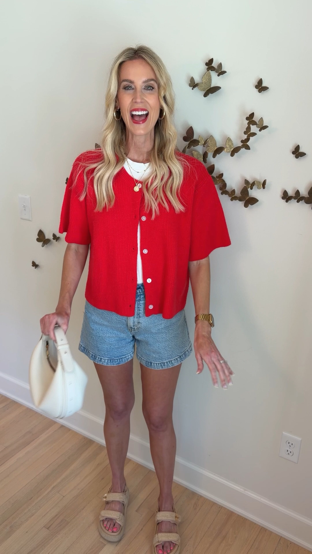 Amazon short sleeve cardigan and jean shorts