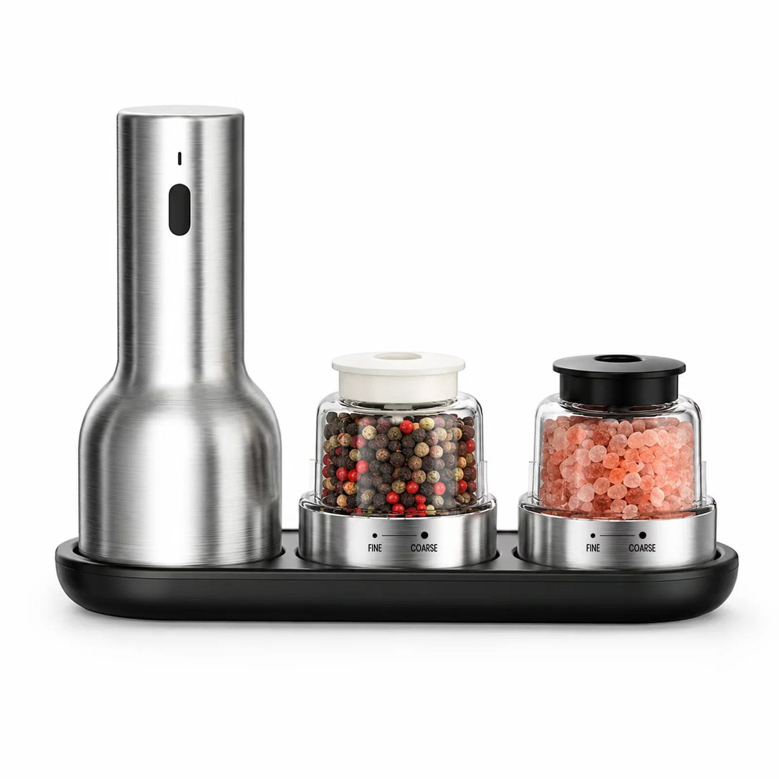 ODIFORGO Electric Salt and Pepper Grinder Set, Rechargeable 2-in-1 Spice Grinder with 2 Removable 50 mL Chambers, Adjustable Coarseness, Stainless Steel, Silver - Walmart.com | Walmart (US)