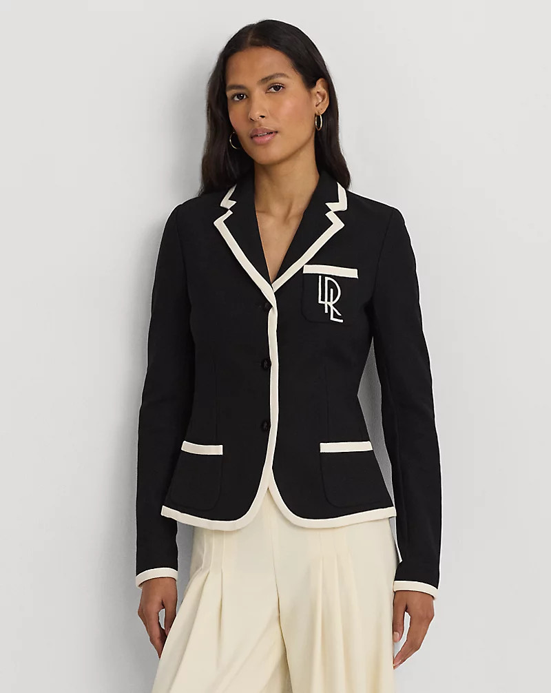 Two-Tone Stretch Cotton Pique Blazer for Women | Ralph Lauren® UK | Ralph Lauren (UK)