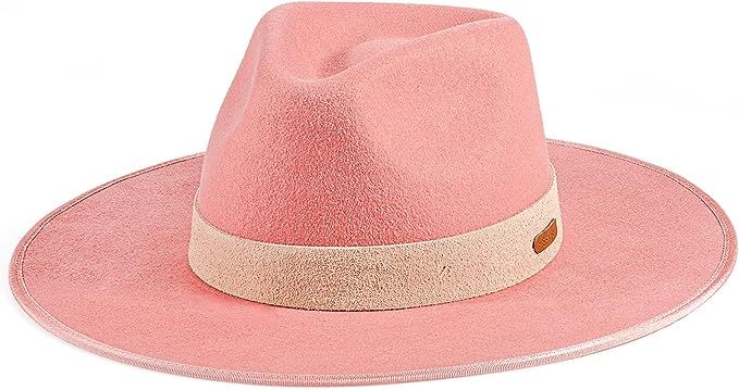 FEMSÉE Fedora Hats Wide Brim Fedora 100% Wool Felt, Wide Brim Fedora for Women and Men Felt Pana... | Amazon (US)