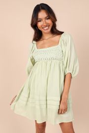 Ramona Smocked Mini Dress - Sage | Petal & Pup (US)