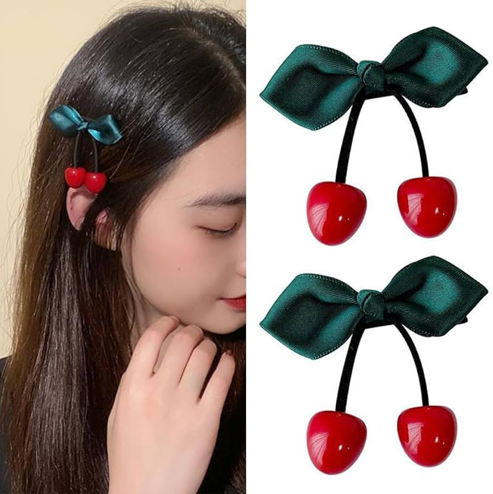 Cherry Hair Clip for Women Girls Kids 2Pcs Cute Red Cherry Hair Pins Nonslip Satin Bow Hair Barre... | Amazon (US)