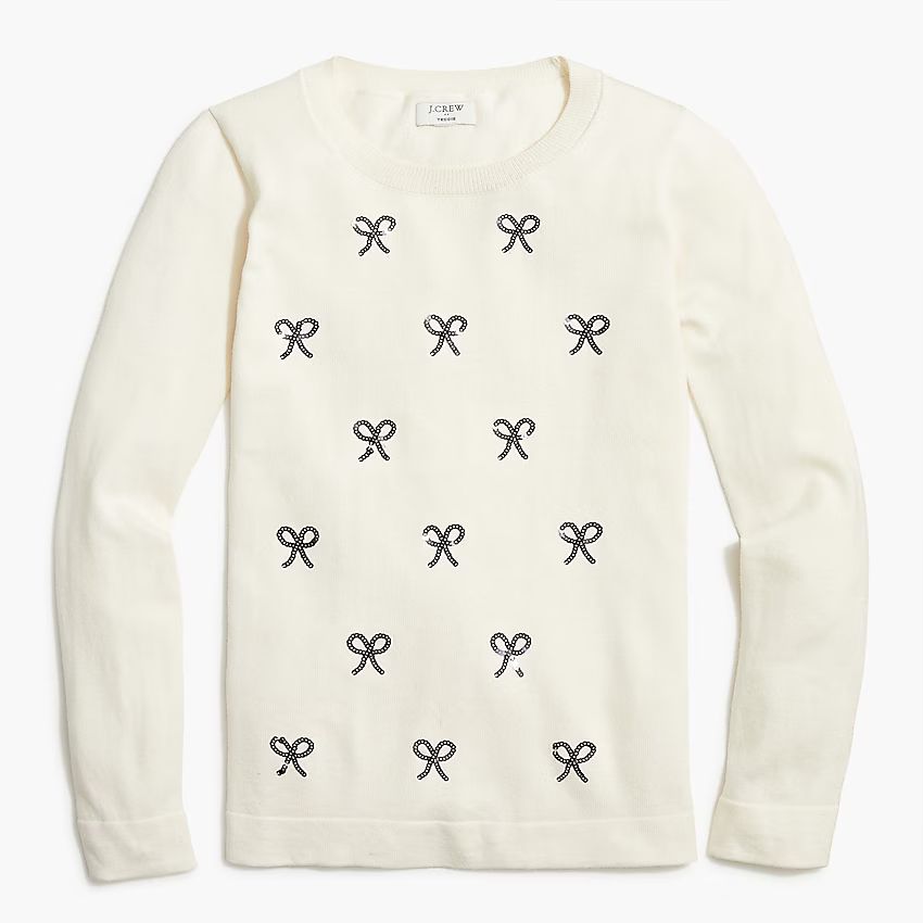 Sequin-bow Teddie sweater | J.Crew Factory