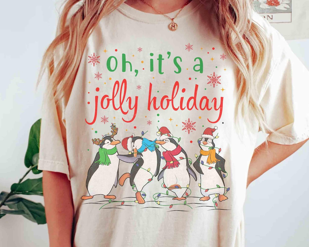 Mary Poppins Oh It's A Jolly Holiday Santa Penguins Christmas Light T-shirt, Mickey's Very Merry ... | Etsy (US)