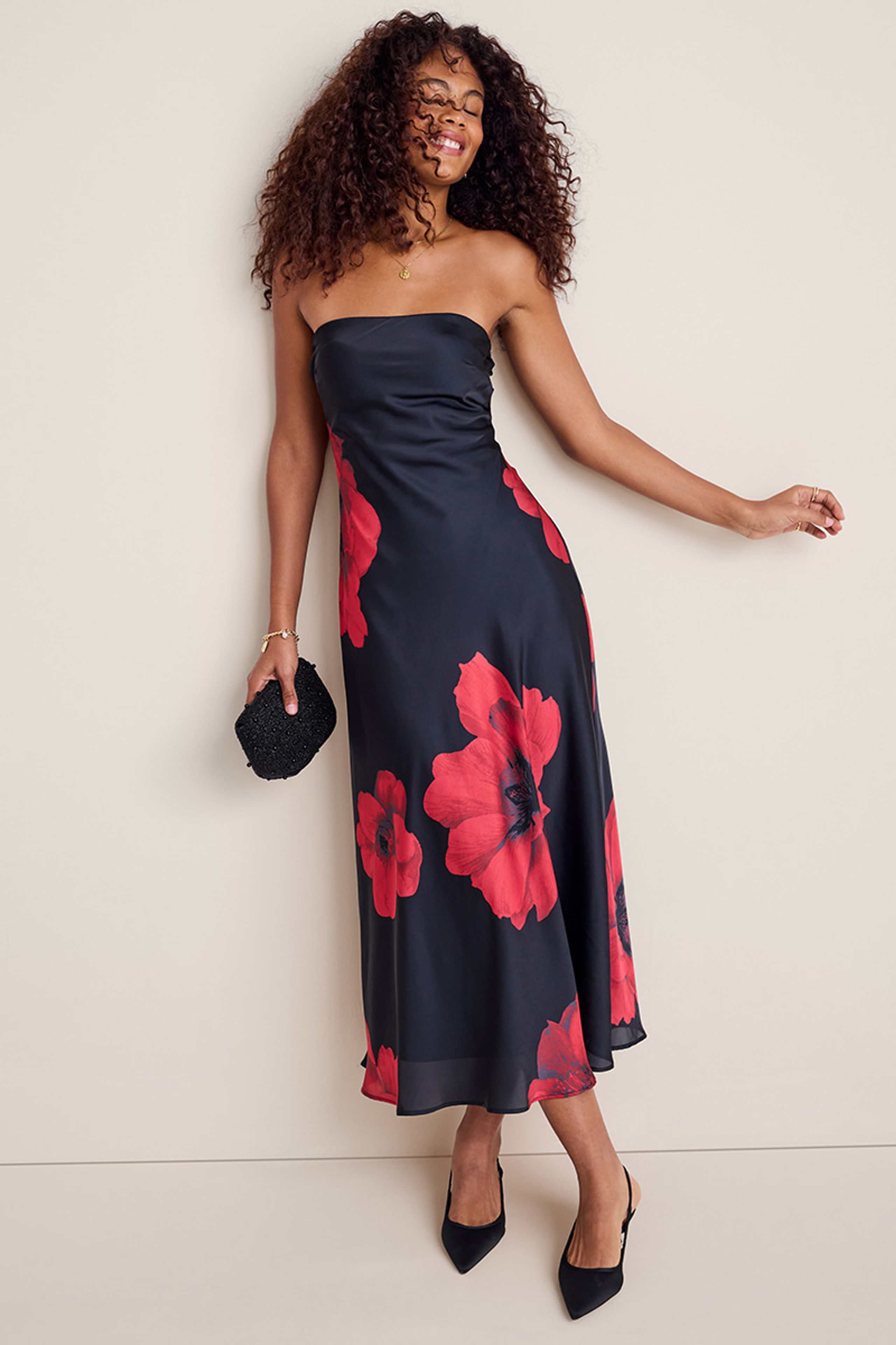 Julia Strapless Floral Satin Maxi Dress | Francesca's