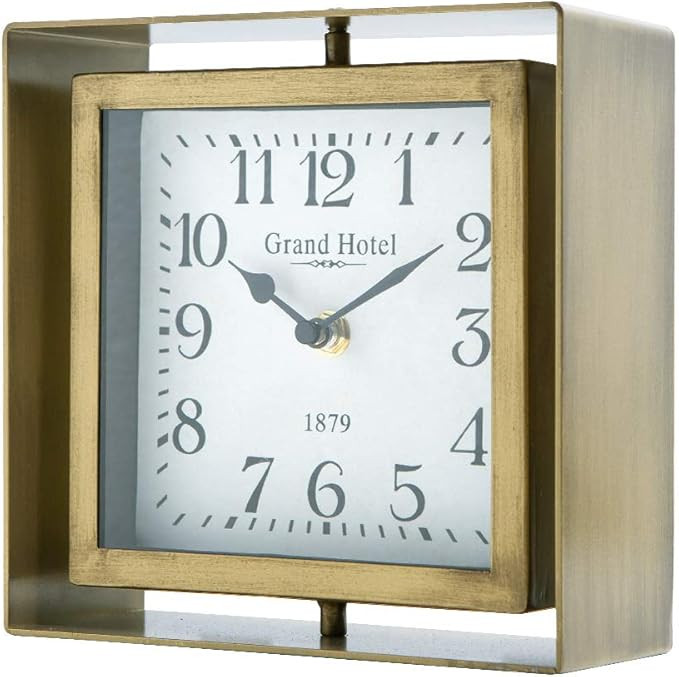 NIKKY HOME Rotating Table Clock, Non-Ticking Silent Battery Operated Decorative Mantel Desk Shelf... | Amazon (US)