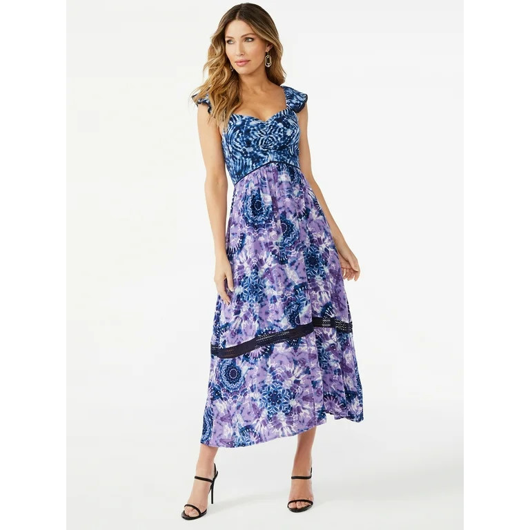 Sofia Jeans by Sofia Vergara Women's Tiered Maxi Dress with Back Tie Neck | Walmart (US)