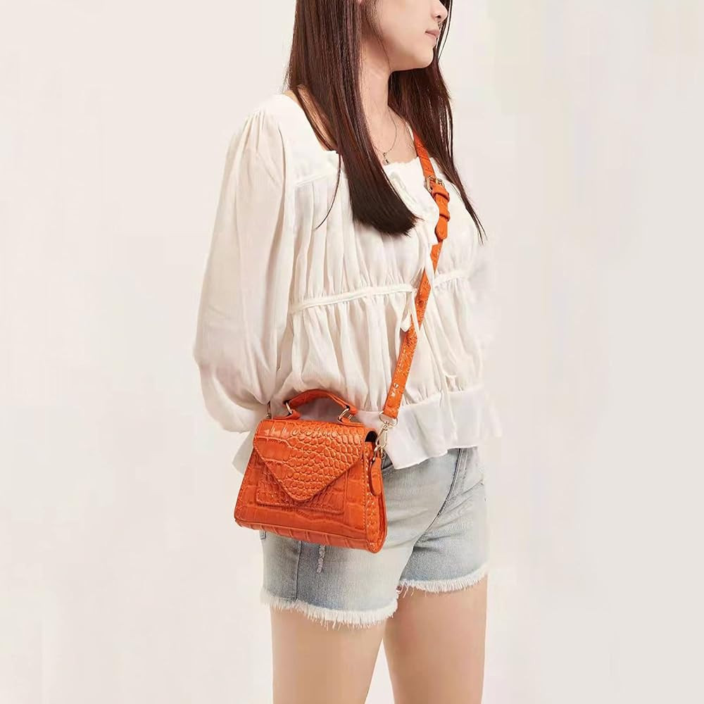Women’s Mini Crossbody Bags, Top Handle Clutch Orange Handbag, Trendy Cute Purse | Amazon (US)