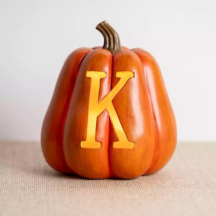 Pre-lit Orange Monogram K Pumpkin | Kirkland's Home