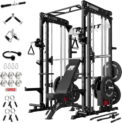 RitFit M1 Pro Smith Machine with Weight Stack Package Power Cage Home Gym | Dual Cables, Barbell ... | Amazon (US)