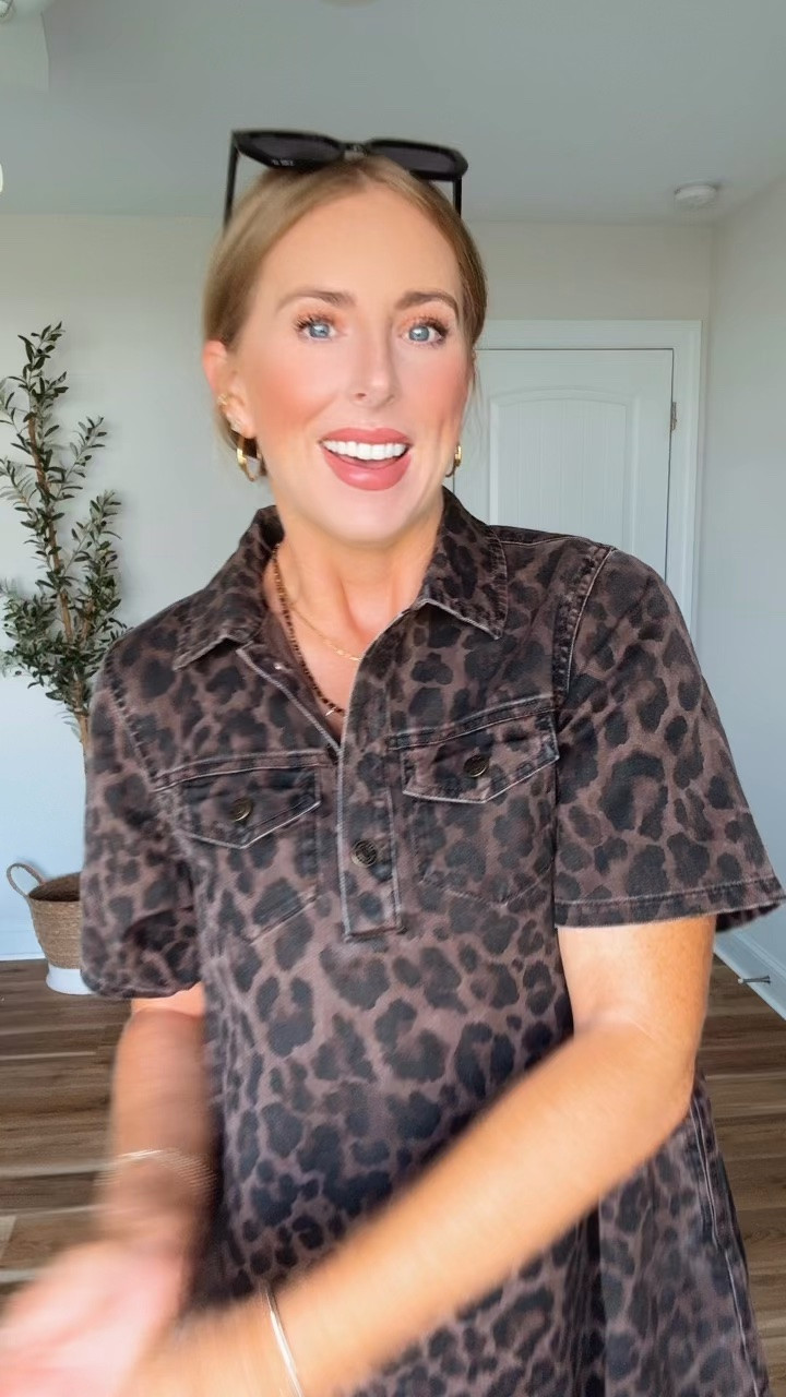 Cute new leopard denim dress from scenario at Walmart! Wearing a size small
￼

#LTKootd