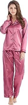 Women's Classic Satin Pajama Set Sleepwear Loungewear | Amazon (CA)
