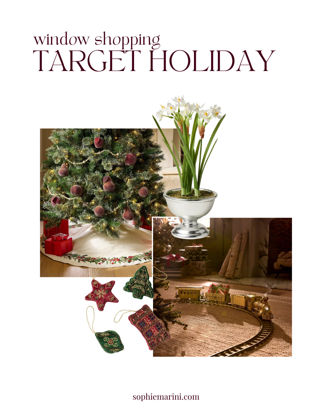 Window shopping the Target Holiday collection. Start shopping  starting Oct 4 at 3am EDT. 

Featuring new Chrismtas decor faves from Studio McGee like Sugared Fruit Tree Ornaments, Orange slice  Christmas Garland, Paperwhite Christmas Arrangement, Beaded Ornaments, plaid table runner, Brass Train Set 

 #LTKSeasonal #LTKHome