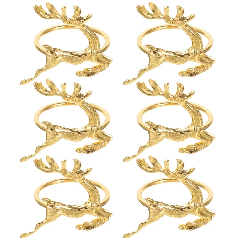 Zhiyie 6pcs Christmas Deer Napkin Ring Cute Deer Napkin Ring Holders Metal Napkin Rings for Party | Walmart (US)