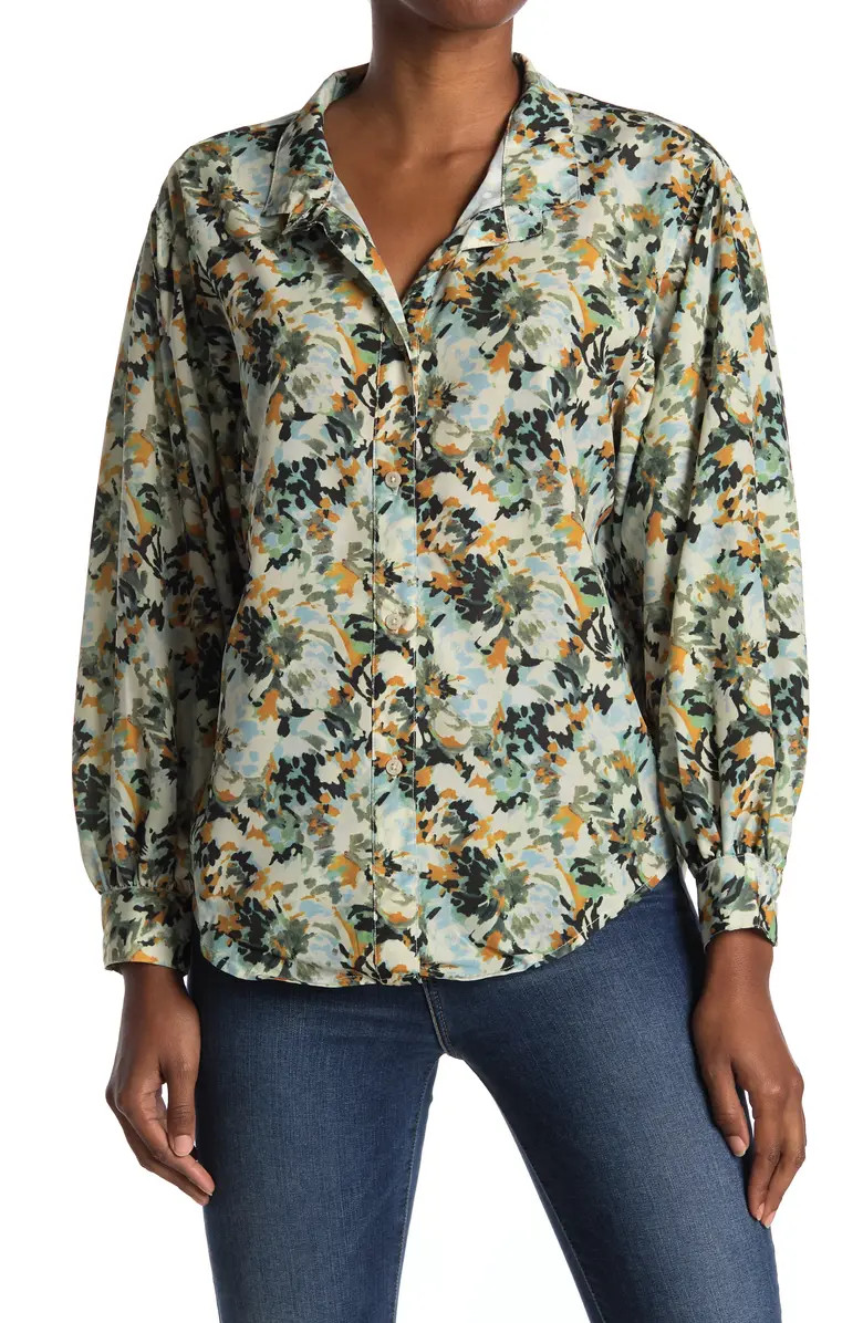 CATHERINE CATHERINE MALANDRINO Long Sleeve Button Front Collared Blouse | Nordstromrack | Nordstrom Rack