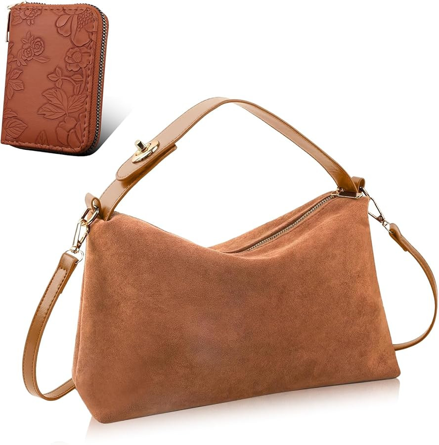 Suede Bags For Women-Suede Bag,Suede Hobo Bag,Retro Suede Slouchy Bag,Suede Shoulder Bag,Hobo Cro... | Amazon (US)