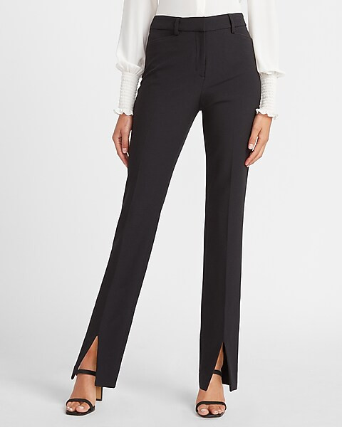 High Waisted Supersoft Slit Front Slim Columnist Pant | Express