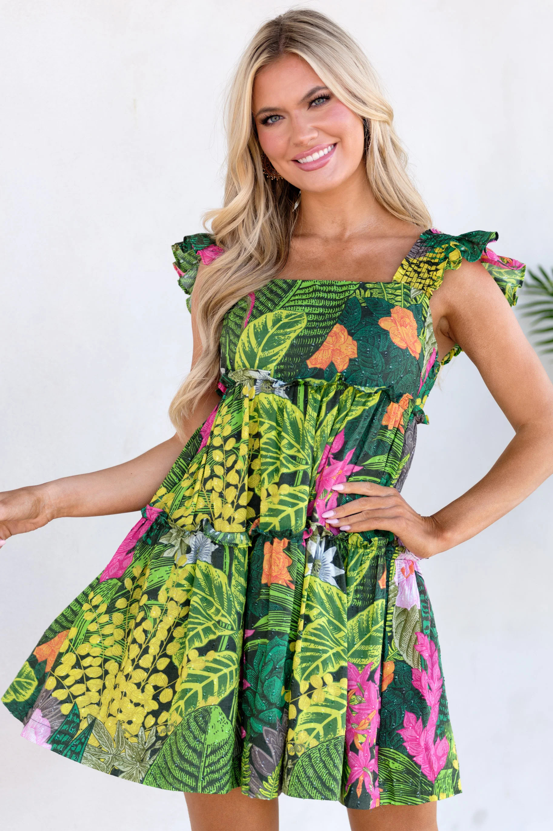 Overcome Odds Green Tropical Print Dress | Red Dress 