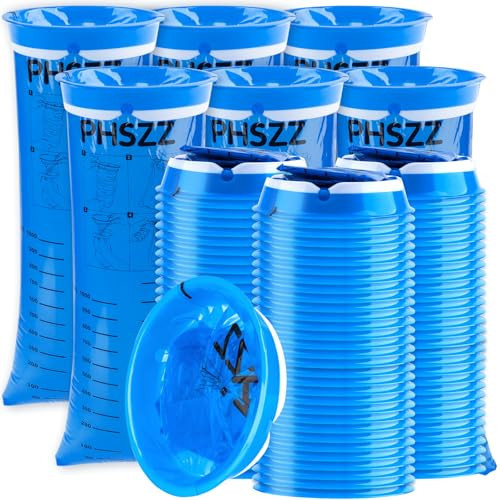 PHSZZ 100 Pack Vomit Bags Disposable, Leak Resistant Barf Bags, Portable Blue Vomit Bag, 1000 Ml Emesis Puke Throw Up Nausea Motion Sickness Bag for Car, Aircraft, Taxi | Amazon (US)