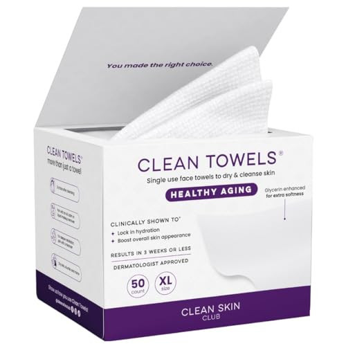 Clean Skin Club Healthy Aging Clean Towels® XL, Smooths Fine Lines Wrinkles & Texture in 6 weeks, Treated for Extra Softness, Disposable Face Towels, Anti Aging Makeup Remover Dry Wipe, 50 count | Amazon (US)