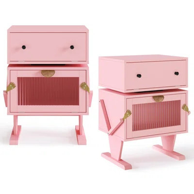 Anabelia LED Robot End Table With 360° Rotation Set Of 2 | Wayfair North America