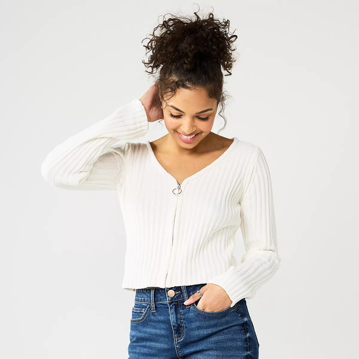 Juniors' SO® Zip-Front Cropped Cardigan | Kohl's