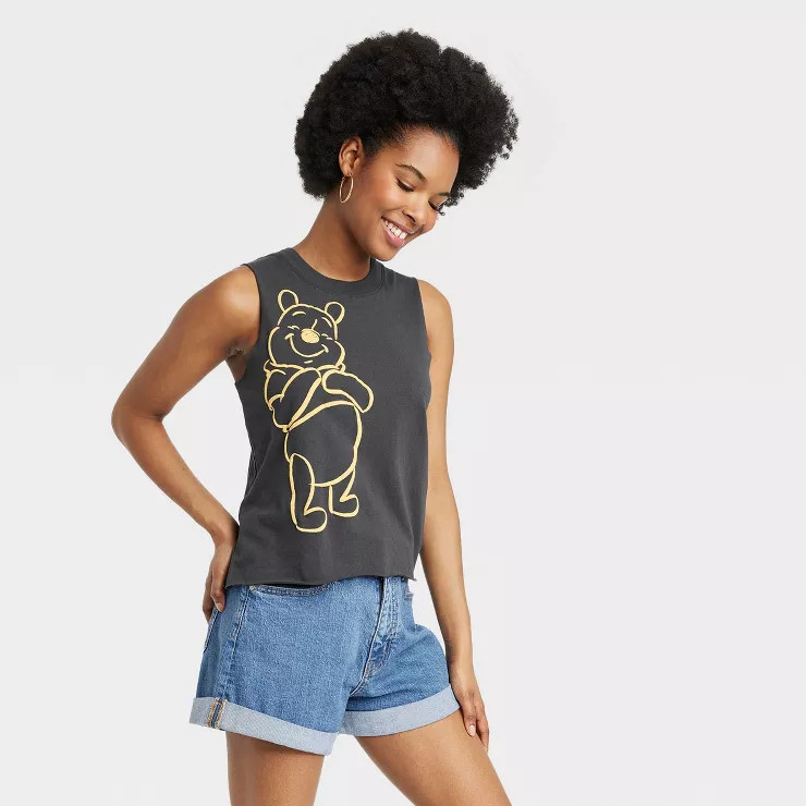 Women's Winnie the Pooh Graphic Tank Top - Black | Target