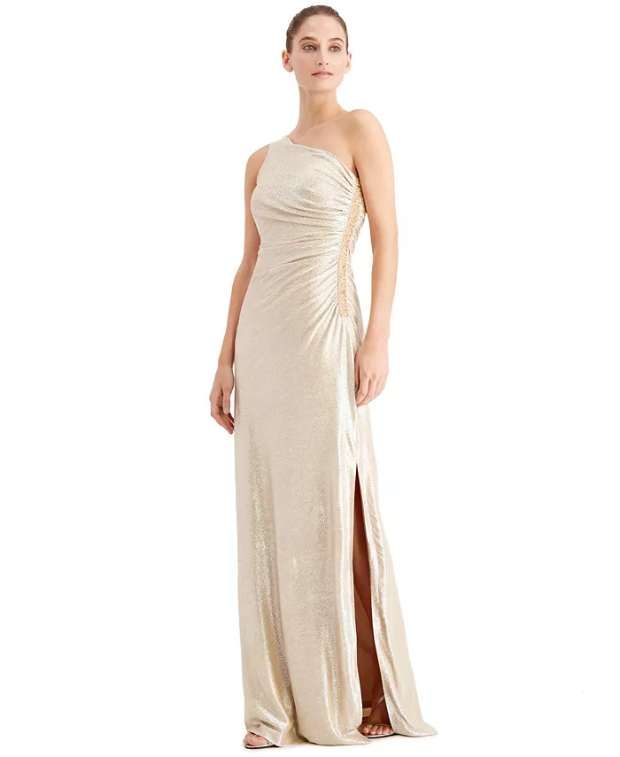 Calvin Klein
          
        
  
      
          One-Shoulder Metallic Gown | Macy's