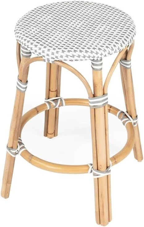24" Transitional Rattan Counter Stool in Gray/White/Natural | Amazon (US)