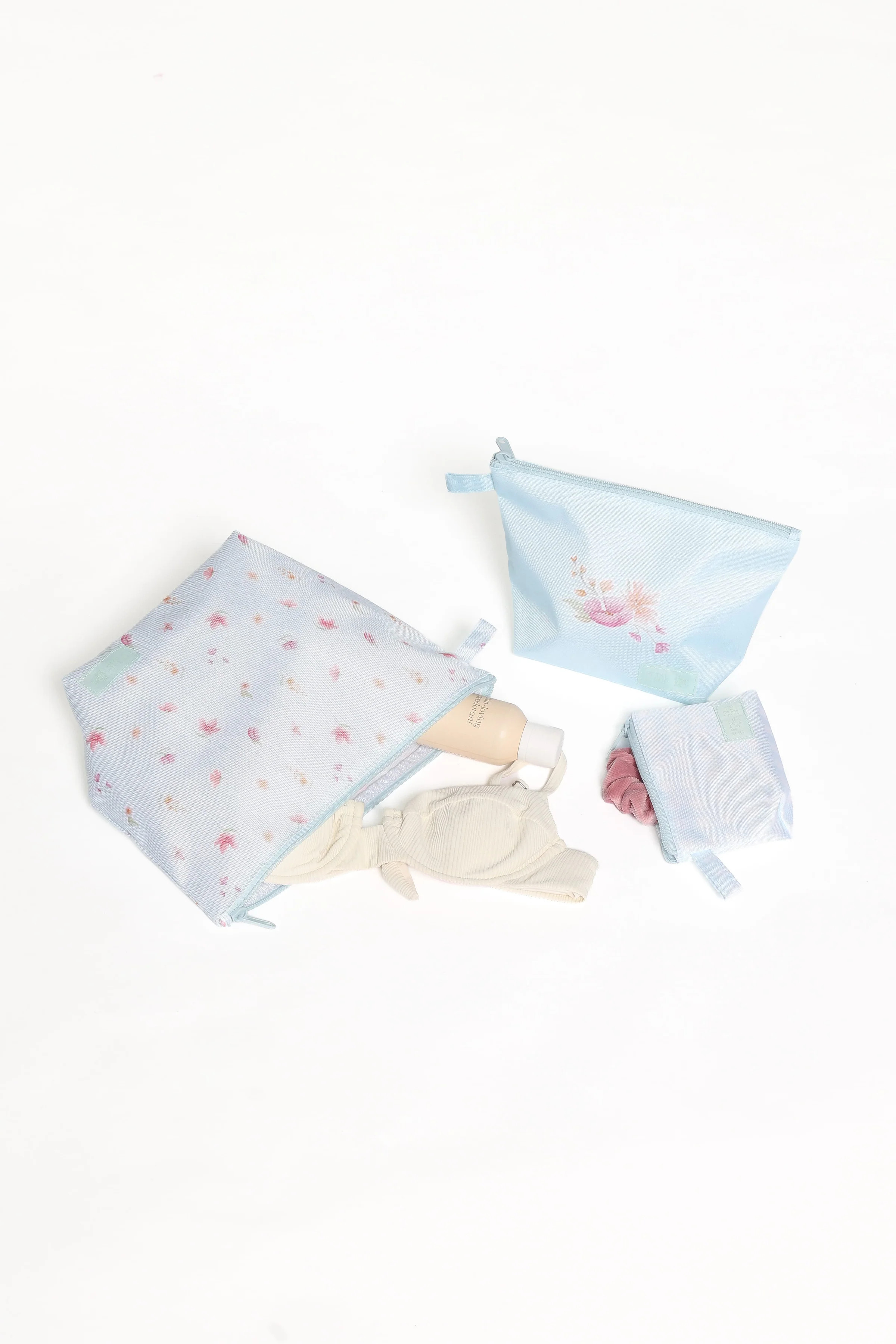 Handy Pouch Trio - Blue Garden Stripe | Petal & Pup (US)