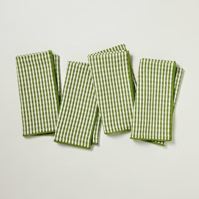 Set of 4 Serged Edge Gingham Cloth Napkins Green - Hearth & Hand™ with Magnolia | Target