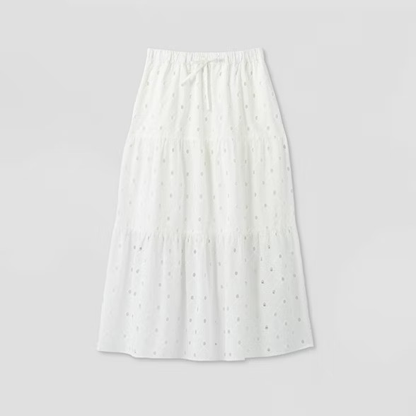 Women's Tiered Eyelet A-Line Midi Skirt - A New Day™ | Target