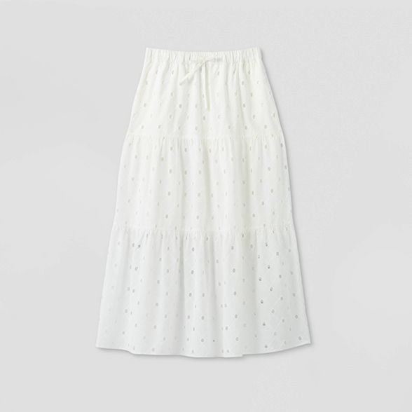 Women's Tiered Eyelet A-Line Midi Skirt - A New Day™ | Target