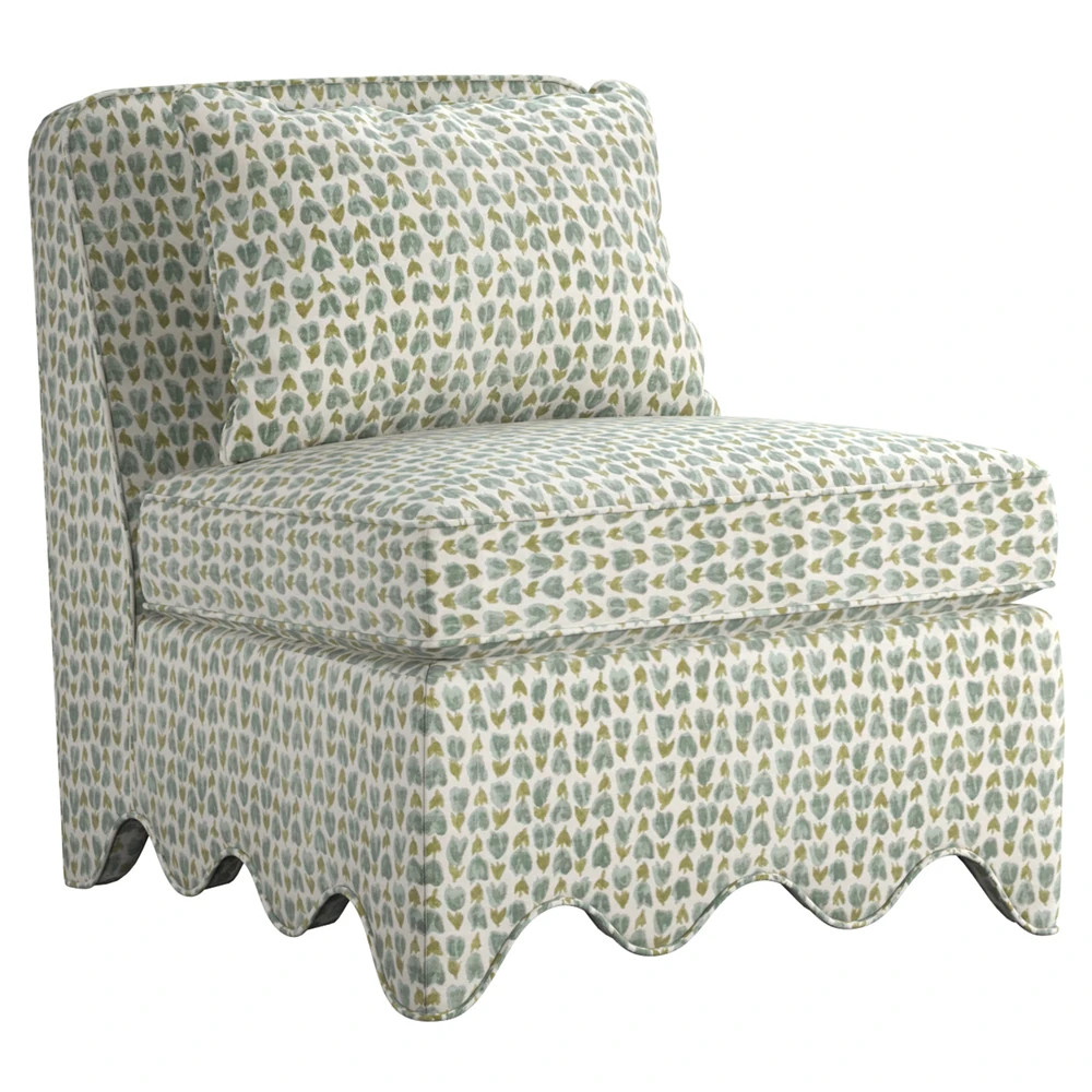 Isabella Updated Traditional Floral Scalloped Accent Chair | Kathy Kuo Home