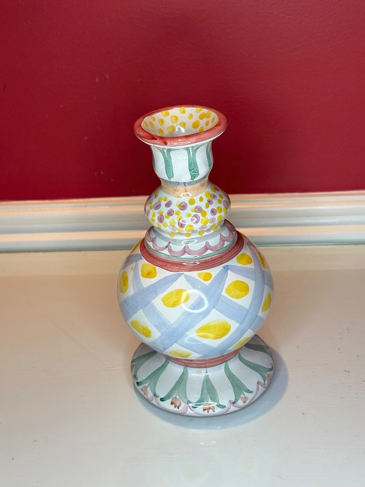 Mackenzie Childs Candle Stick Holder 1989 Signed LW | eBay US