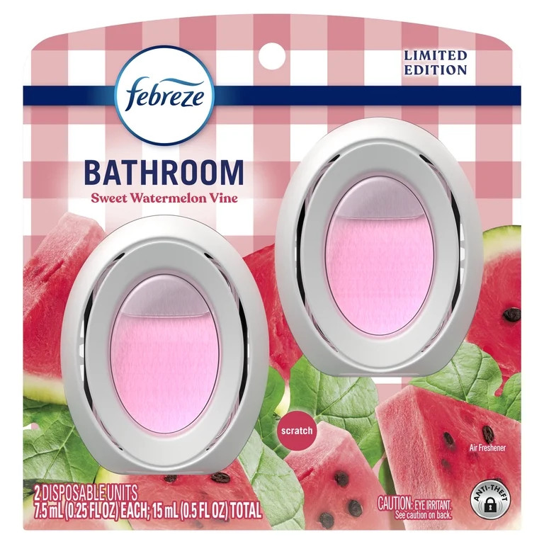 Febreze Bathroom Air Freshener, Small Spaces Odor-Fighting, Watermelon, 2 Count | Walmart (US)