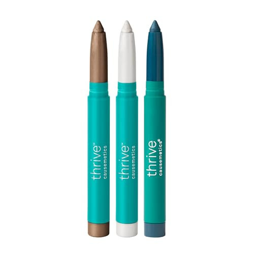 Thrive Causemetics Brilliant Eye Brightener Eyeshadow Stick Bundle for Brown Eyes, 3 Shades, Waterproof & Crease Proof Cream to Powder Long Lasting Formula, 3 Shadow Sticks & Confetti Makeup Bag | Amazon (US)