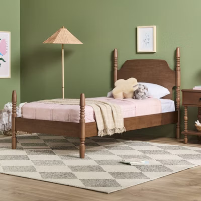 Walker Edison Easy Assembly Solid Wood Twin Spindle Post Bed Dark Brown Twin | Target