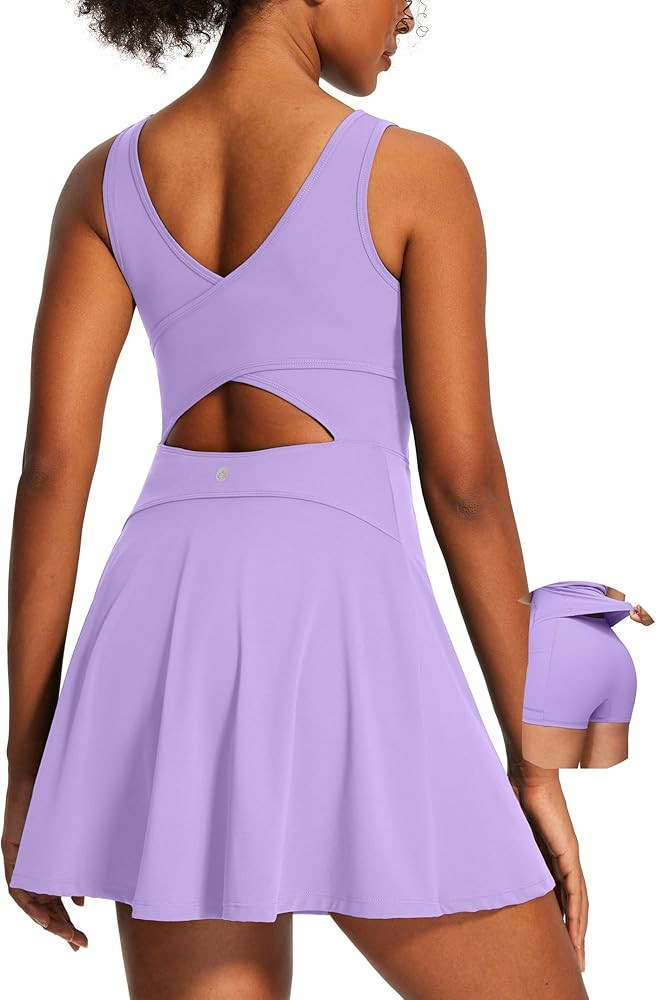 Heathyoga Athletic Dress for Women Easy Peasy Tennis Dress with Shorts Underneath Workout Active ... | Amazon (US)