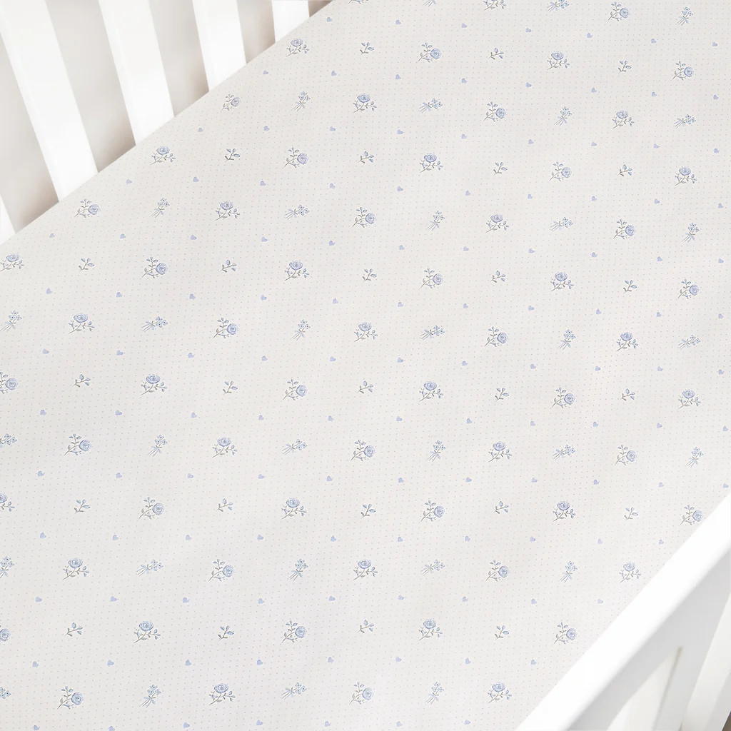 Ditsy Floral Crib Sheet - Blue | Gooselings