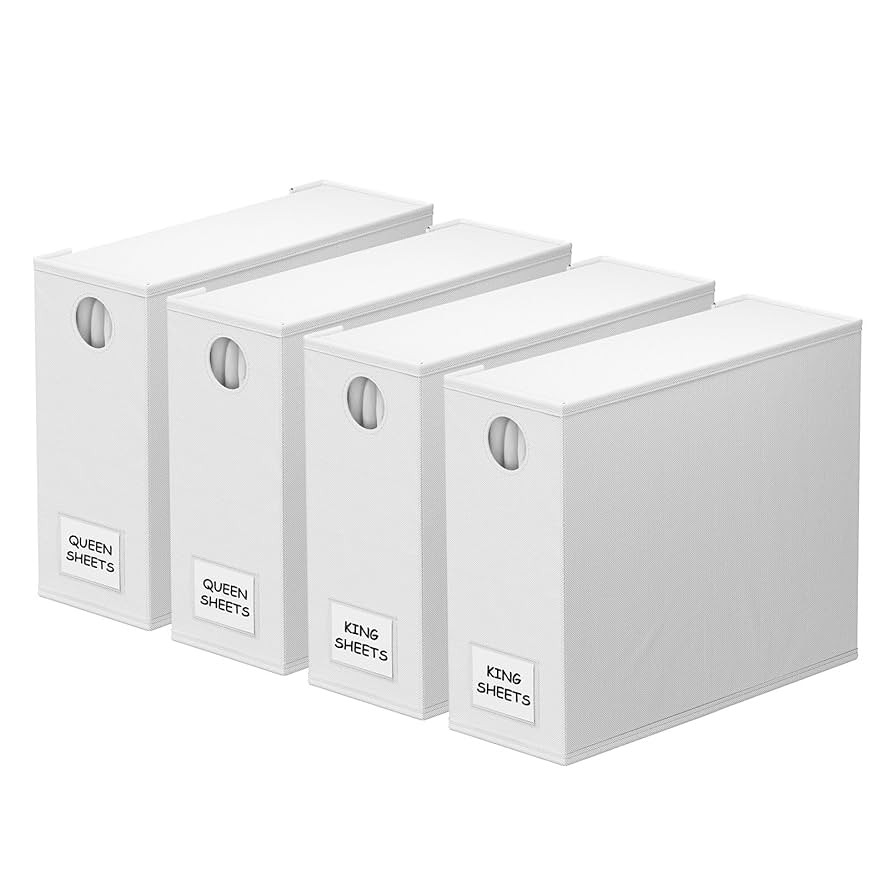 SpaceAid 4 Pack Bed Sheet Organizers and Storage, Foldable Sheet Organizer for Linen Closet, Shee... | Amazon (US)
