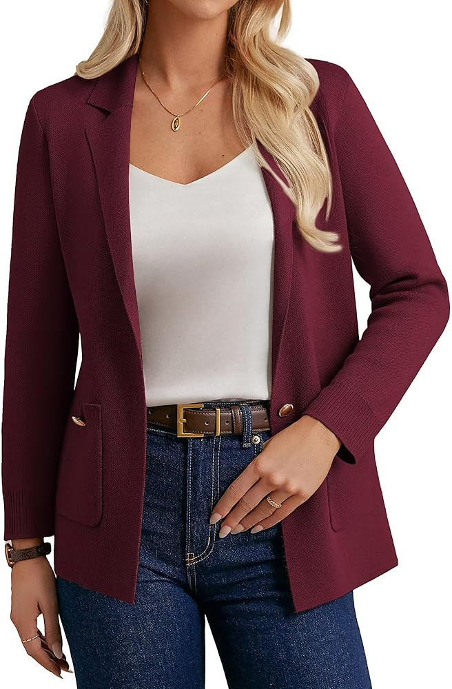 GRACE KARIN Sweater Blazers for Women Business Casual Long Sleeve Open Front Lapel Suit Jackets W... | Amazon (US)