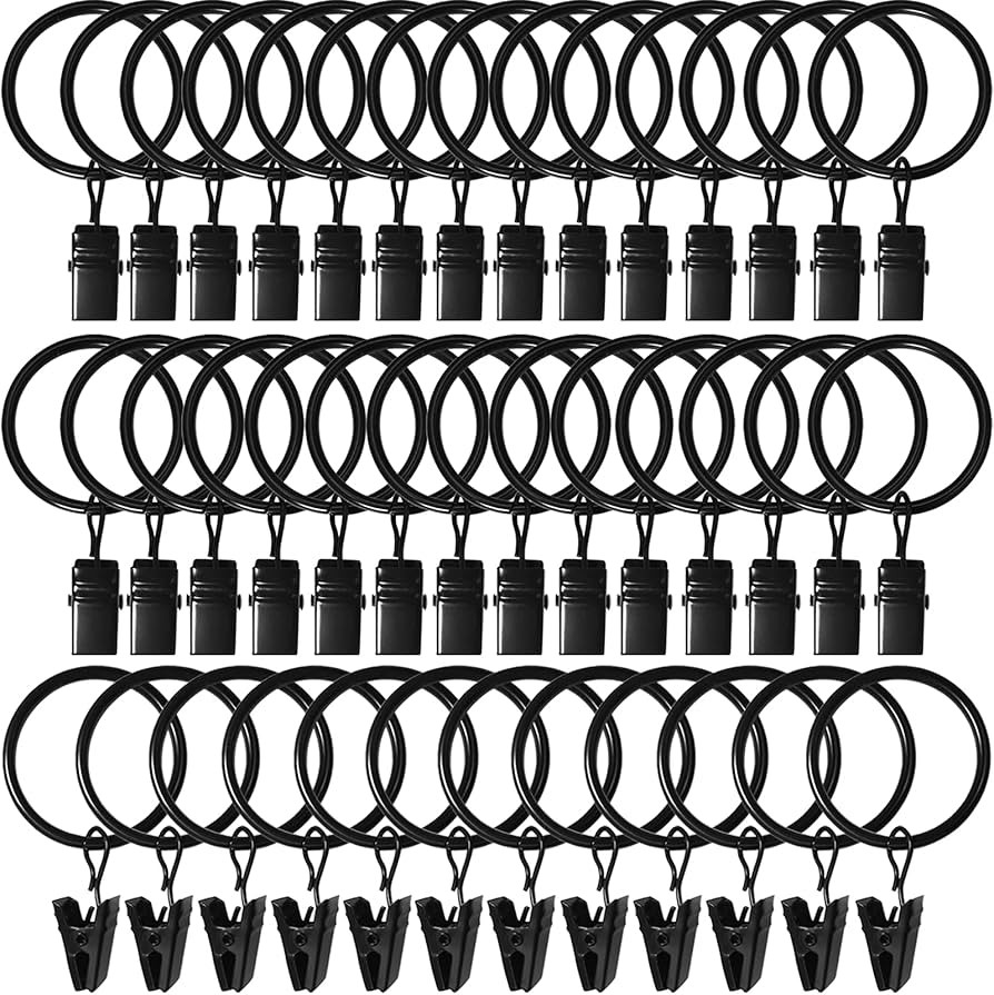 LLPJS 40 Pack Curtain Rings with Clips, Curtain Clip Rings Hooks, Bow Hanger Clips for Hanging Dr... | Amazon (US)