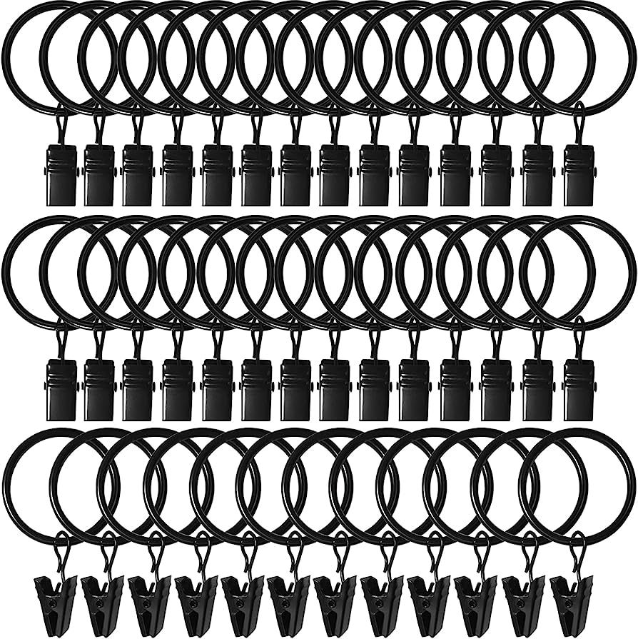 LLPJS 40 Pack Curtain Rings with Clips, Curtain Clip Rings Hooks, Bow Hanger Clips for Hanging Dr... | Amazon (US)
