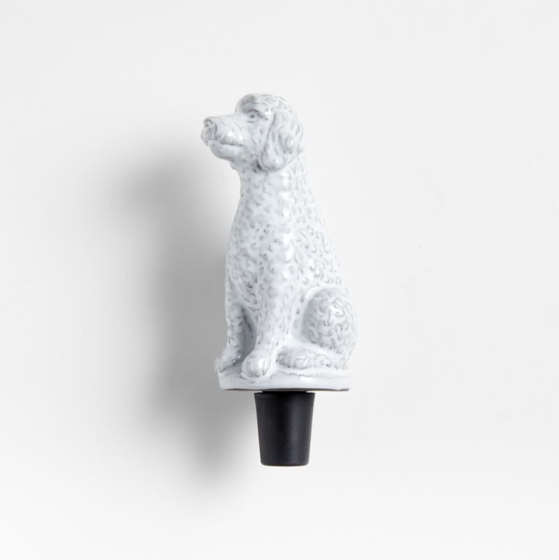 King of Soho Goldendoodle Ceramic Wine Stopper by Laura Kim | Crate & Barrel | Crate & Barrel