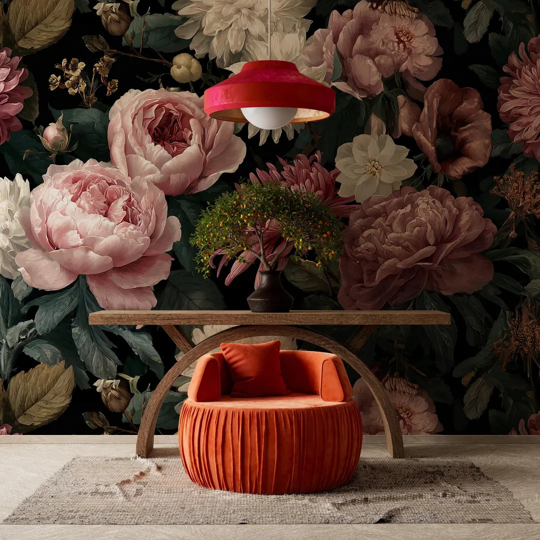 Peony Floral Wallpaper, Big Rose Wallpaper Peel and Stick Wall Mural - Etsy | Etsy (US)