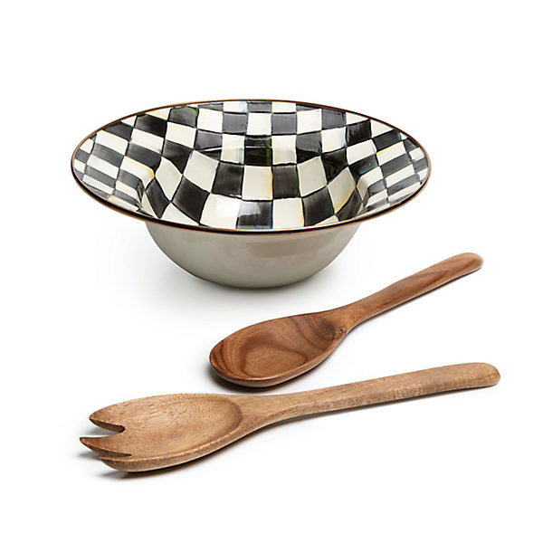 MacKenzie-Childs Courtly Check Salad Serving Set Bowl | MacKenzie-Childs