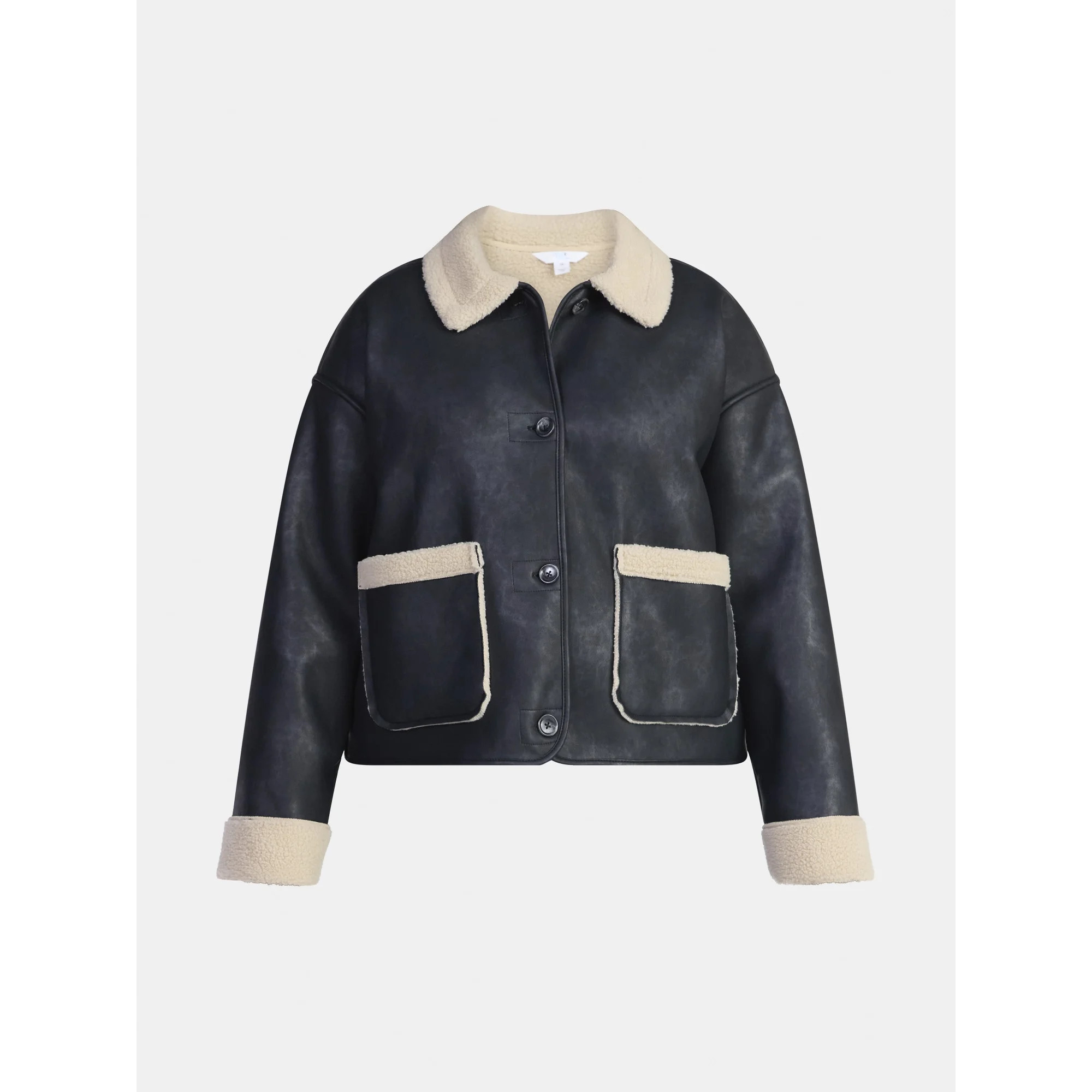 Time and Tru Women's and Women's Plus Bonded Faux Shearling Jacket, Sizes XS-2X | Walmart (US)